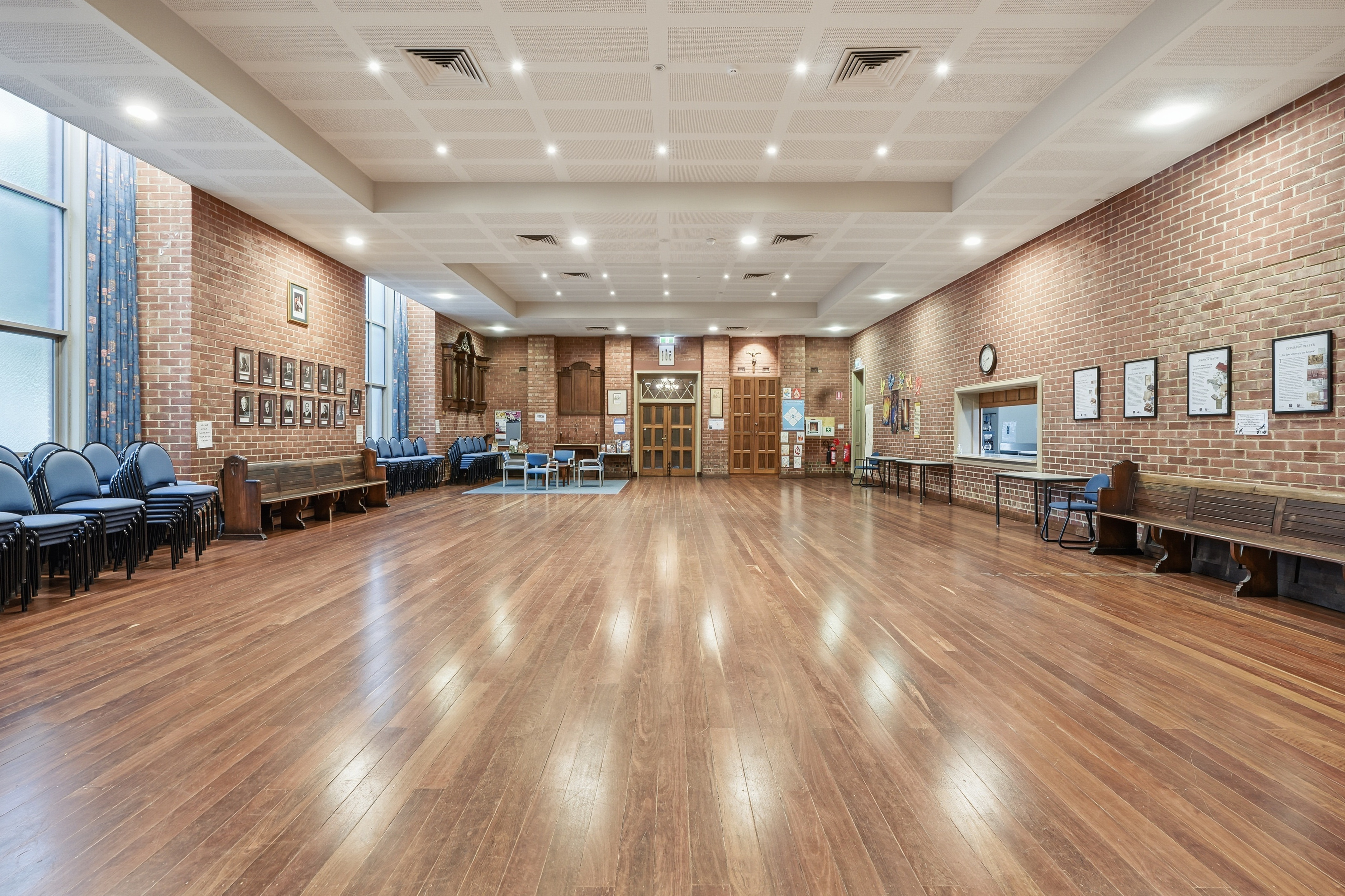 Christ Church Parish Hall prepared as an open event space.