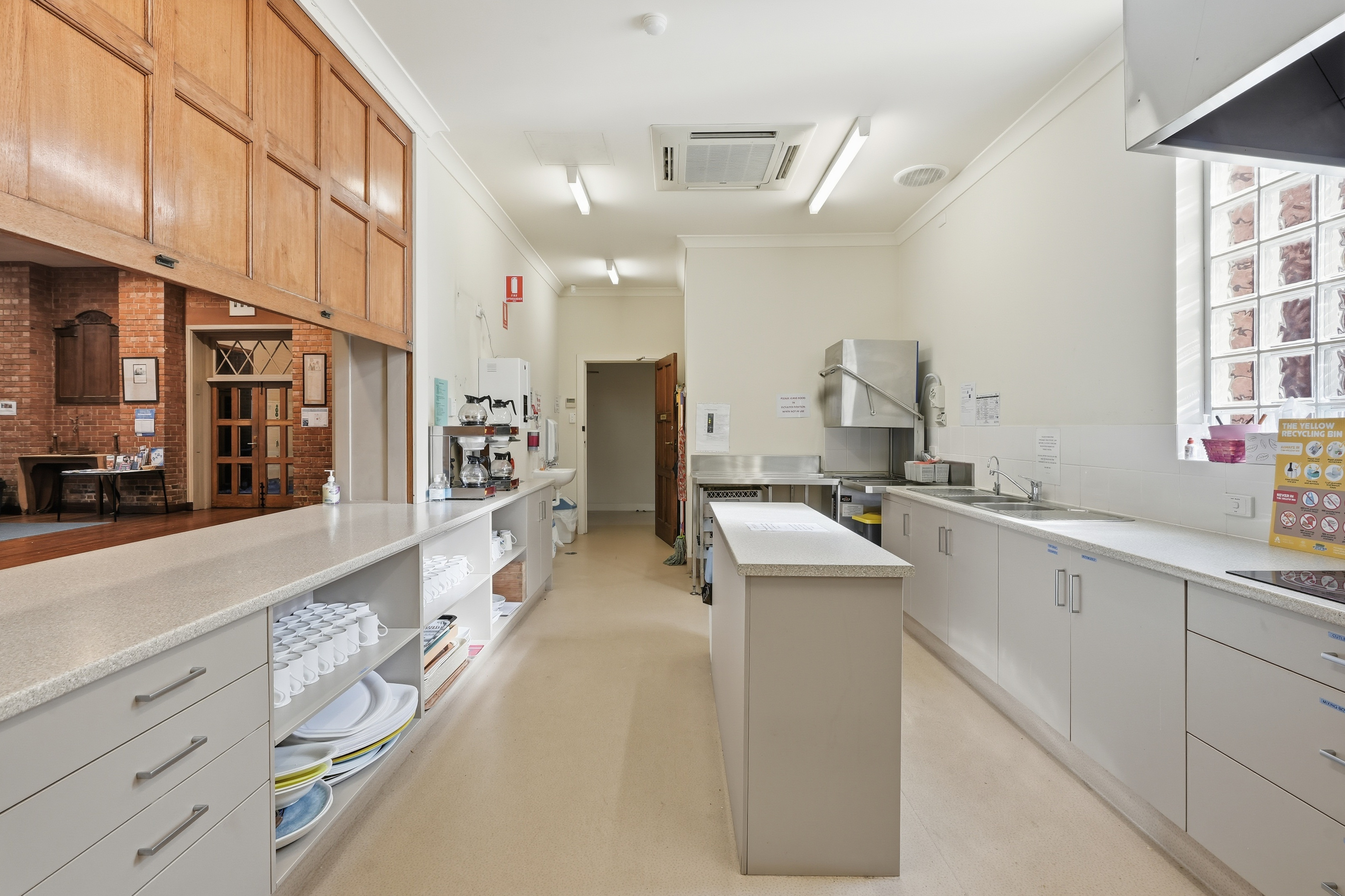 Kitchen facilities adjoining the Christ Church Parish Hall.
