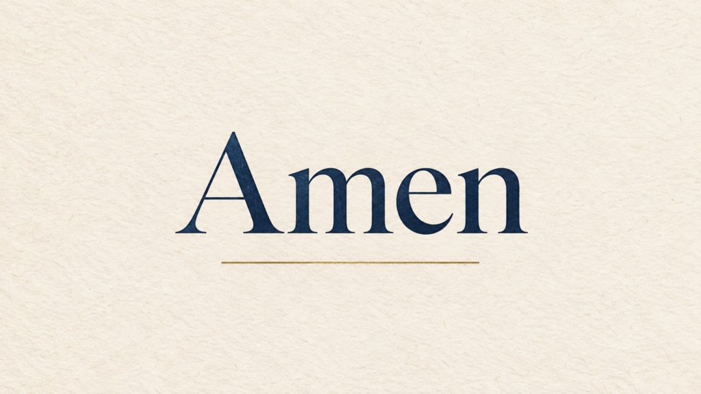 The word Amen set against a plain warm background.